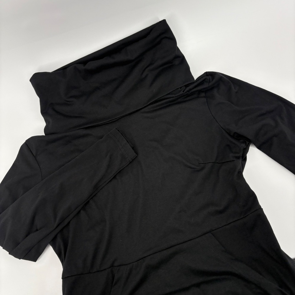 Black Cowl Neck Long Sleeve Modest Maxi‎ Dress With Pockets XL Fit M/L
